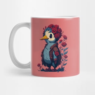 Duck With Red Flowers Hat Mug